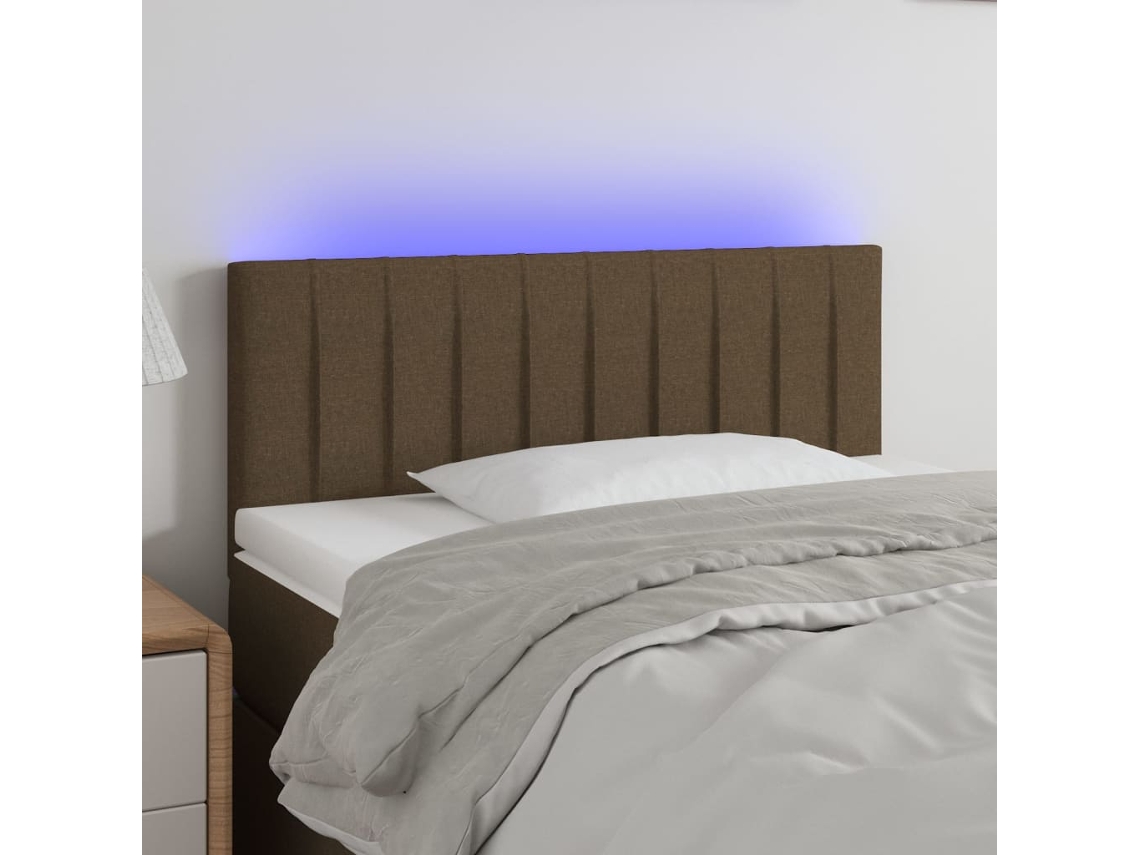 Cabecero Con Led De Tela Marrón Oscuro 80x5x78/88 Cm