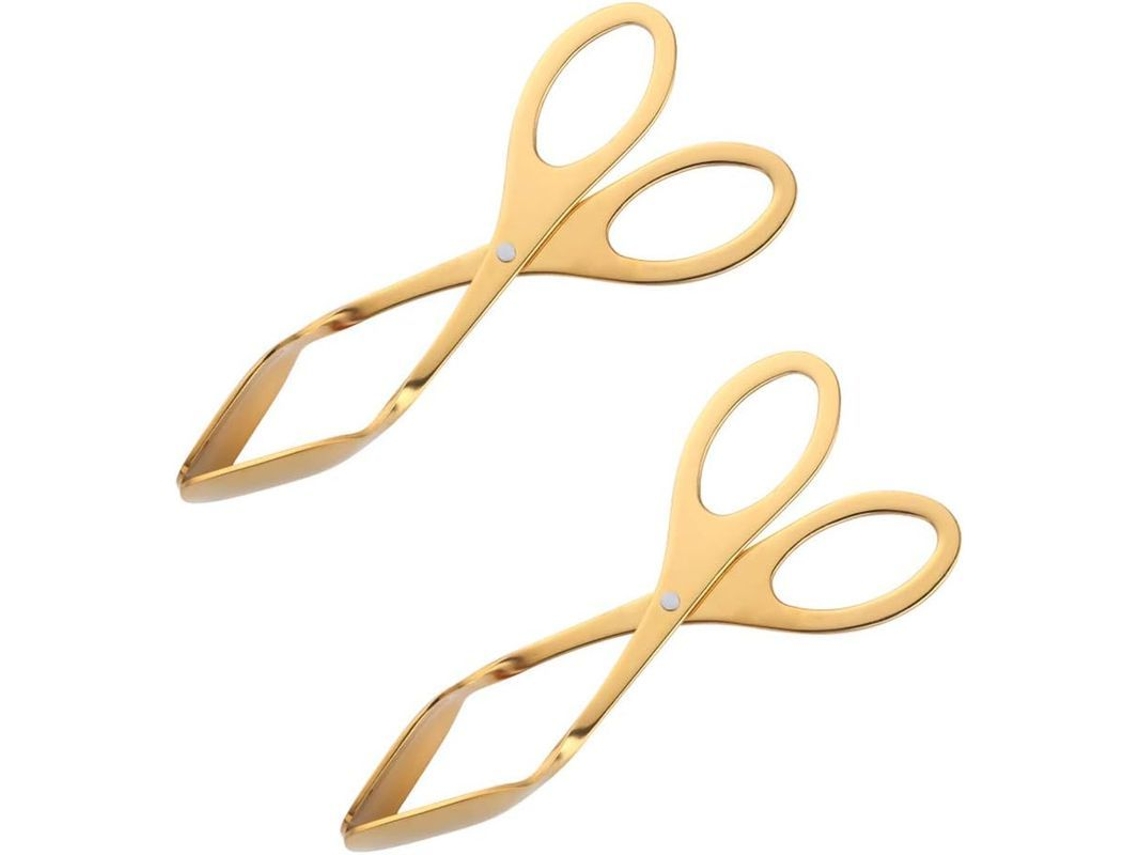 Pinzas para pan Linjou, pinzas de cocina y barbacoa de acero inoxidable (2 unidades, color dorado)