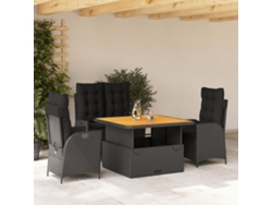 Conjunto de jardín de 4 piezas DKD Home Decor con cojines de mimbre negros