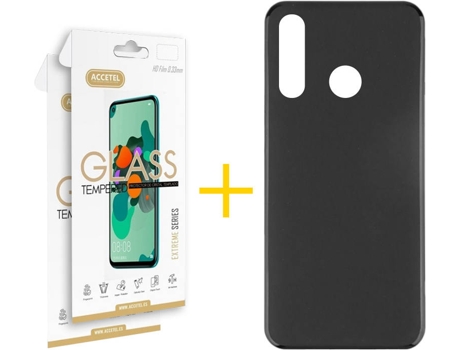 Kit Funda + Protector de Pantalla Huawei P40 Lite-E ACCETEL Cristal Templado 7523 Negro