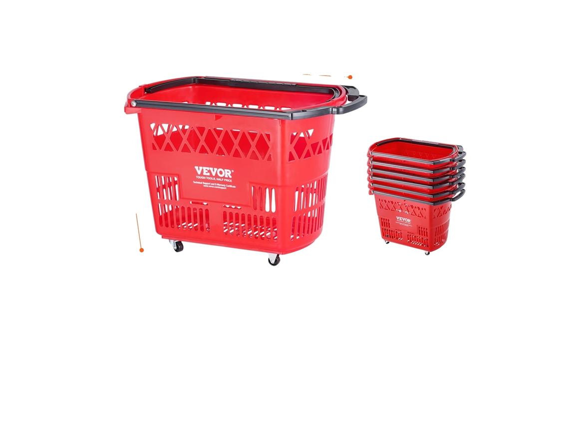 Cestas de compra móviles, 39 L, 75 lb, color rojo OEM