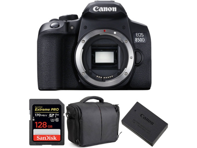 Kit Cámara Réflex CANON EOS 850D + SanDisk 128GB + LP-E17 + Bolsa