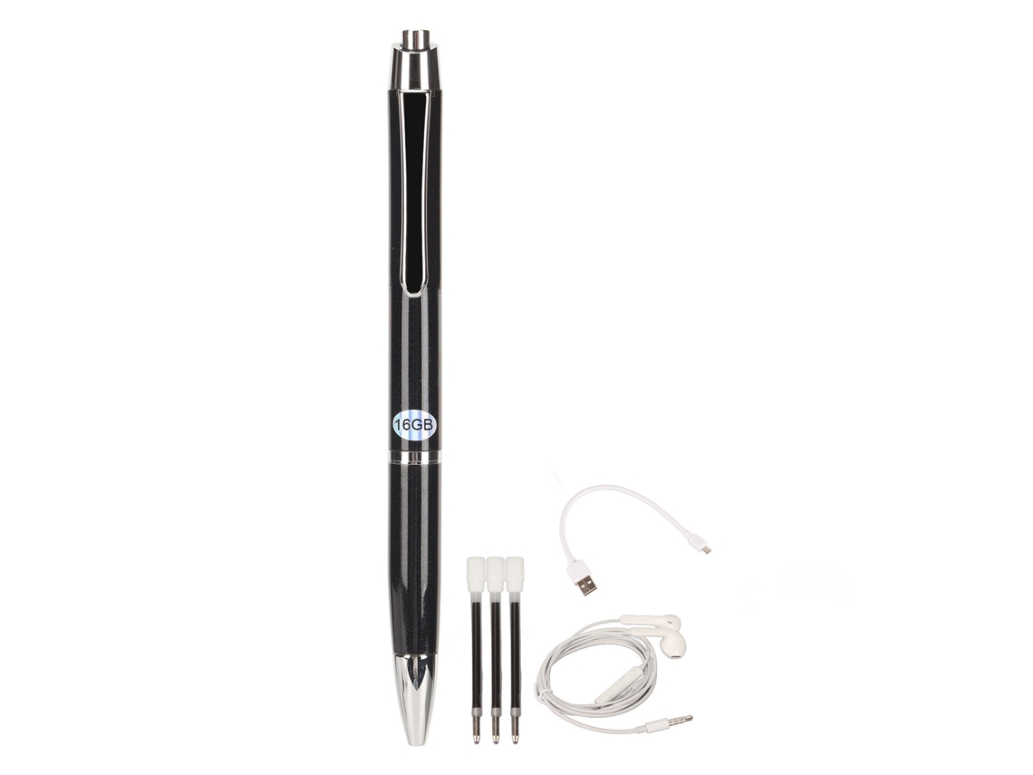Bolígrafo Grabador De Voz Digital Portátil, Activado Por Voz, Con Reducción De Ruido, 16 Gb, Negro.