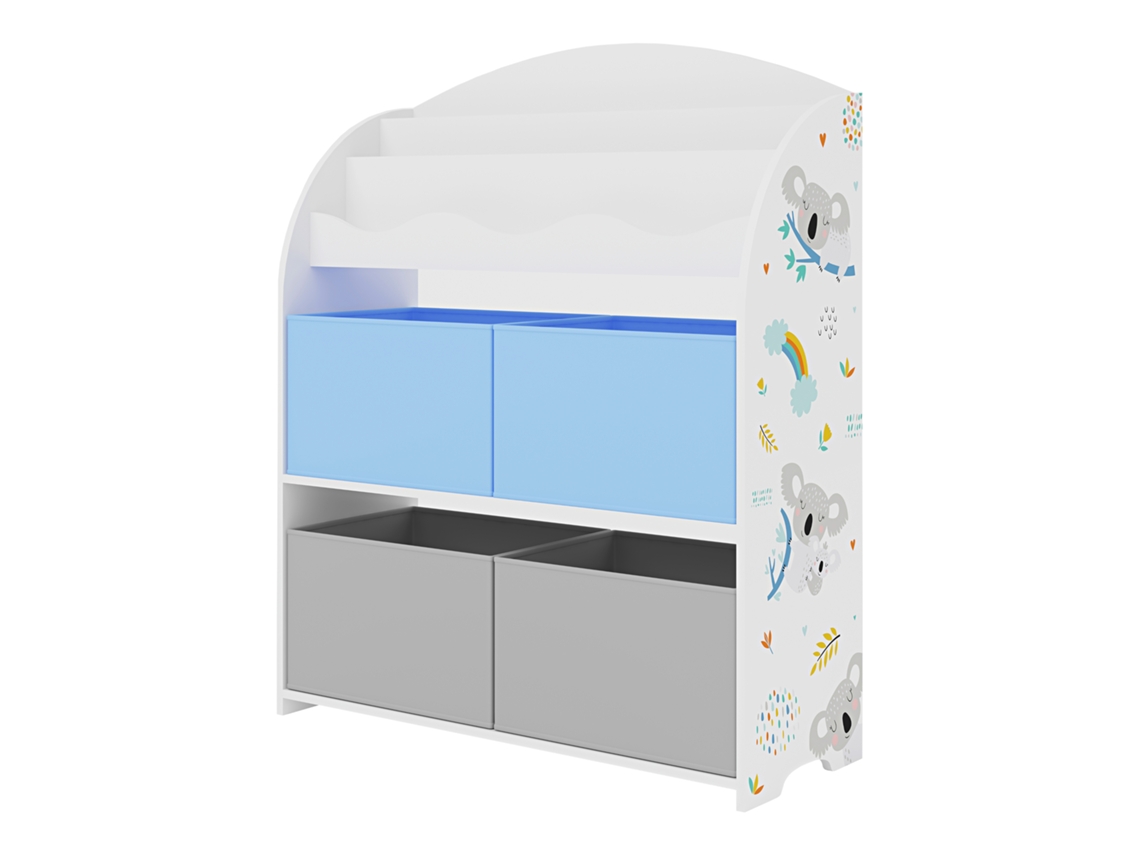 Estantería Infantil Orust con motivos aglomerado 98x83x30 cm - Motivo Koala Gris/Azul [EN.CASA]