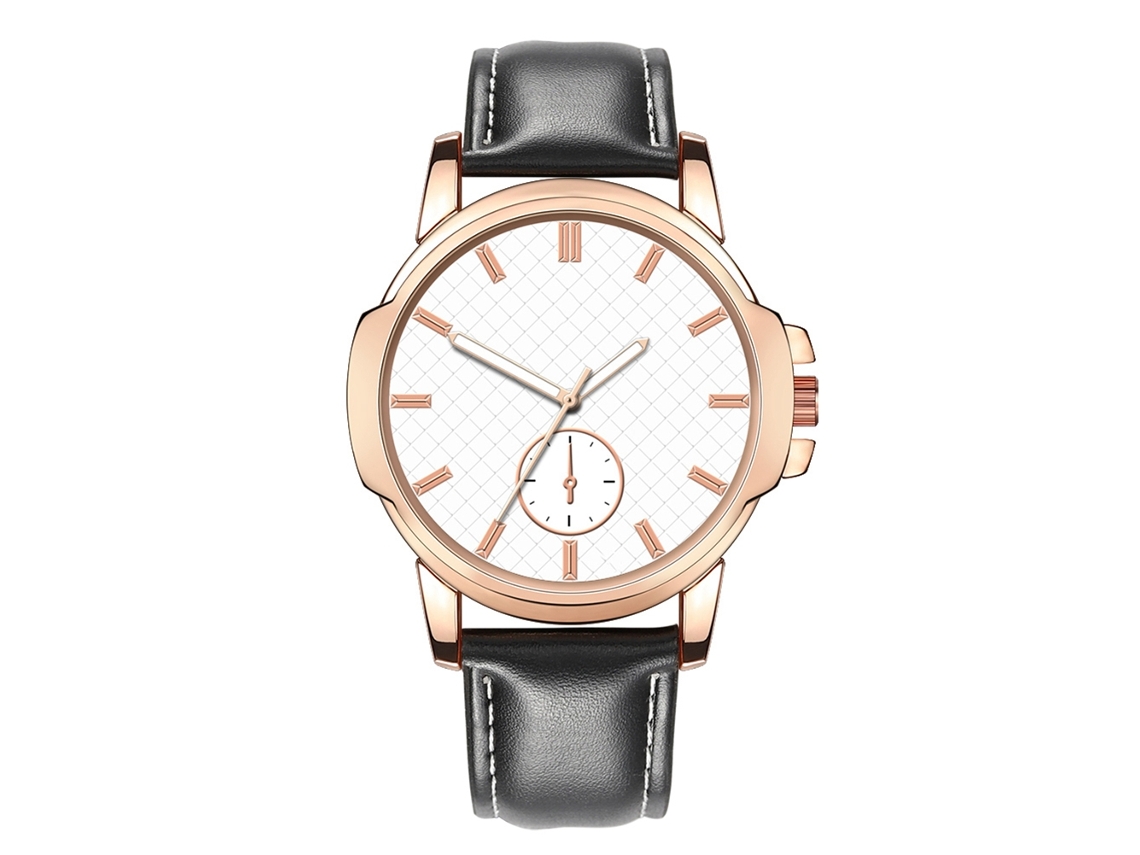 Reloj De Pulsera De Aleación De Metal Para Hombre, Elegante, Con Esfera Redonda Sencilla Y Movimiento De Cuarzo, En Blanco Y Negro.