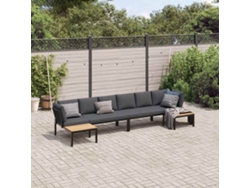 Conjunto de 4 sofás de jardín con cojines de aluminio marrón de DKD Home Decor
