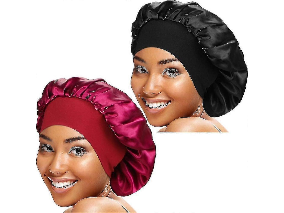 2 gorros de dormir para mujer de seda suave, cobertura total, elásticos.