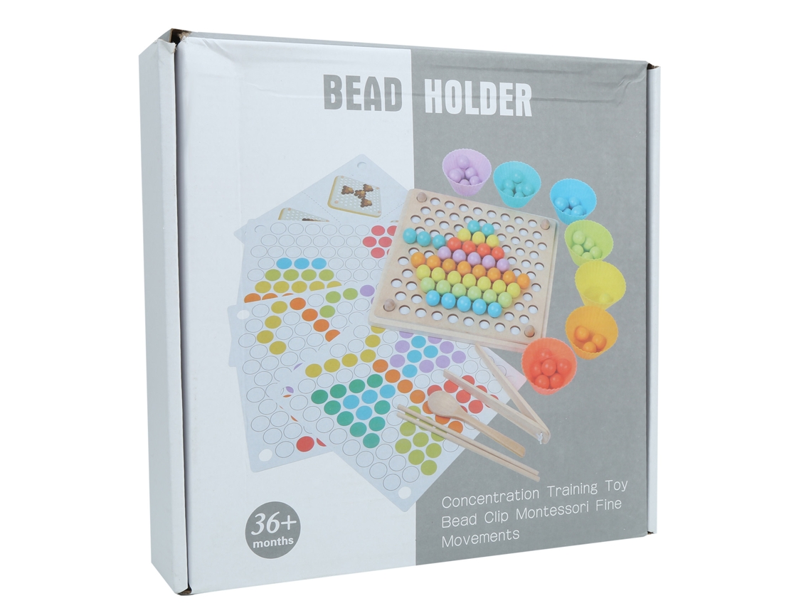 Ats-juego De Perlas De Madera Para Niños Clip Beads Puzzle Tablero Entrenamiento Manos Cerebro Juguete Educatsivo 2 En 1