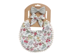 Babero reversible de lino y algodón estampado para bebé con diadema y toallita para la saliva DP021 5 XIAOMOYU