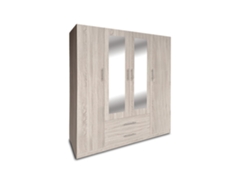 Armario de dormitorio con 4 puertas y espejo, Cambria