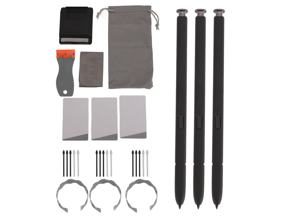 Kit De Accesorios Galaxy S22 Ultra Style Con 3 Lápices Táctiles Sensibles A La Presión 4096 Y 15 Puntas De Repuesto - Negro