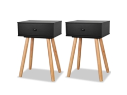 Maison Exclusive - Mesitas De Noche 2 Uds. Madera Maciza De Pino 40x30x61 Cm Negro