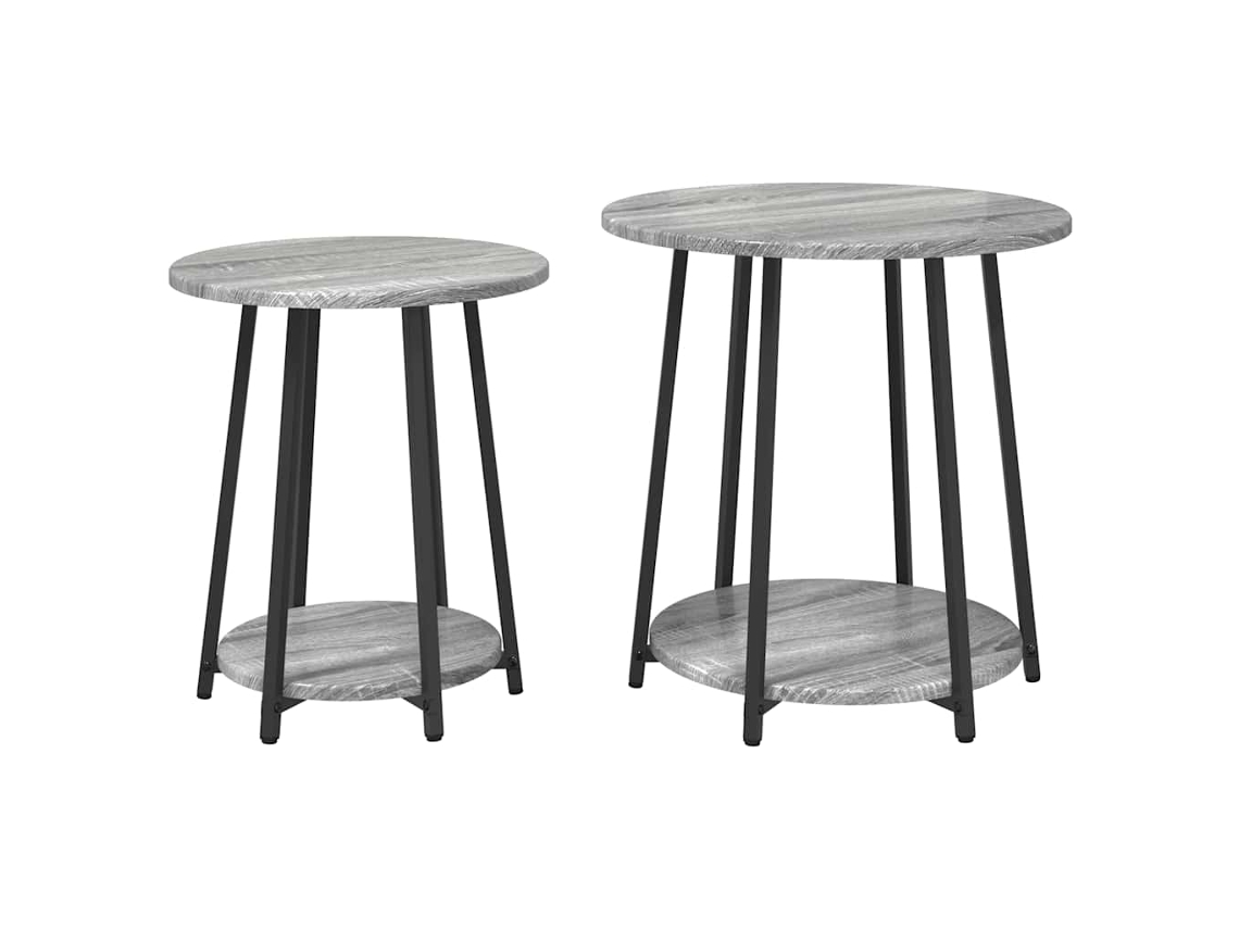 Conjunto De Mesas Auxiliares 2 Uds | Mesa Lateral Sonoma Gris Y Negro