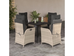 Juego de comedor de jardín de 5 piezas DKD Home Decor con cojines gris claro