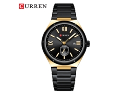 Reloj De Cuarzo De Dos Manecillas, Resistente Al Agua, Con Correa De Acero Inoxidable Y Correa Negra Dorada (estilo Casual Para Hombre).