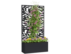 Jarrón rectangular grande BAGOLY con enrejado y panel de privacidad 61 x 23 x 113 cm Negro