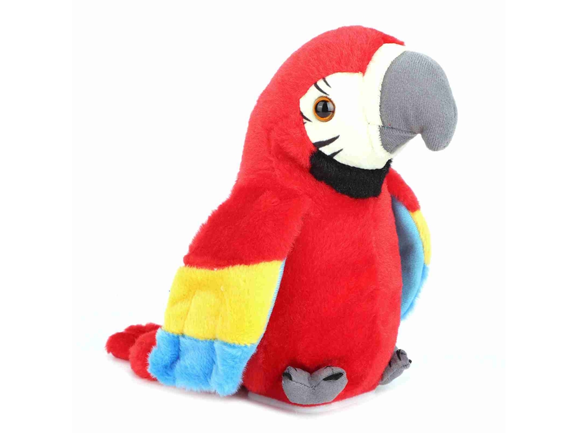 Rebe - Lindo papagaio de pelúcia elétrico para aprendizado e gravação, com voz, brinquedo educativo vermelho para crianças.