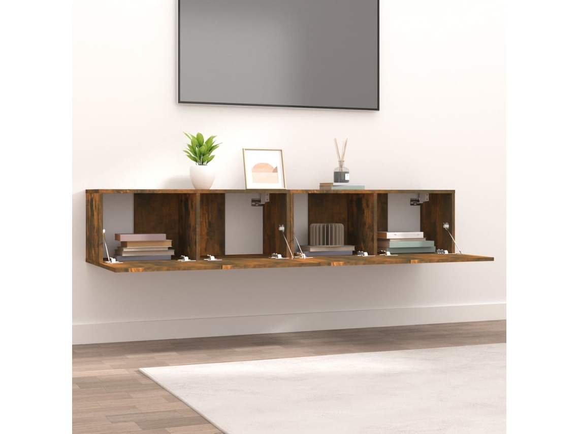 Estantería/Muebles de TV 2 Pzs 80X30X30Cm Derivados Madera Roble Ahumado