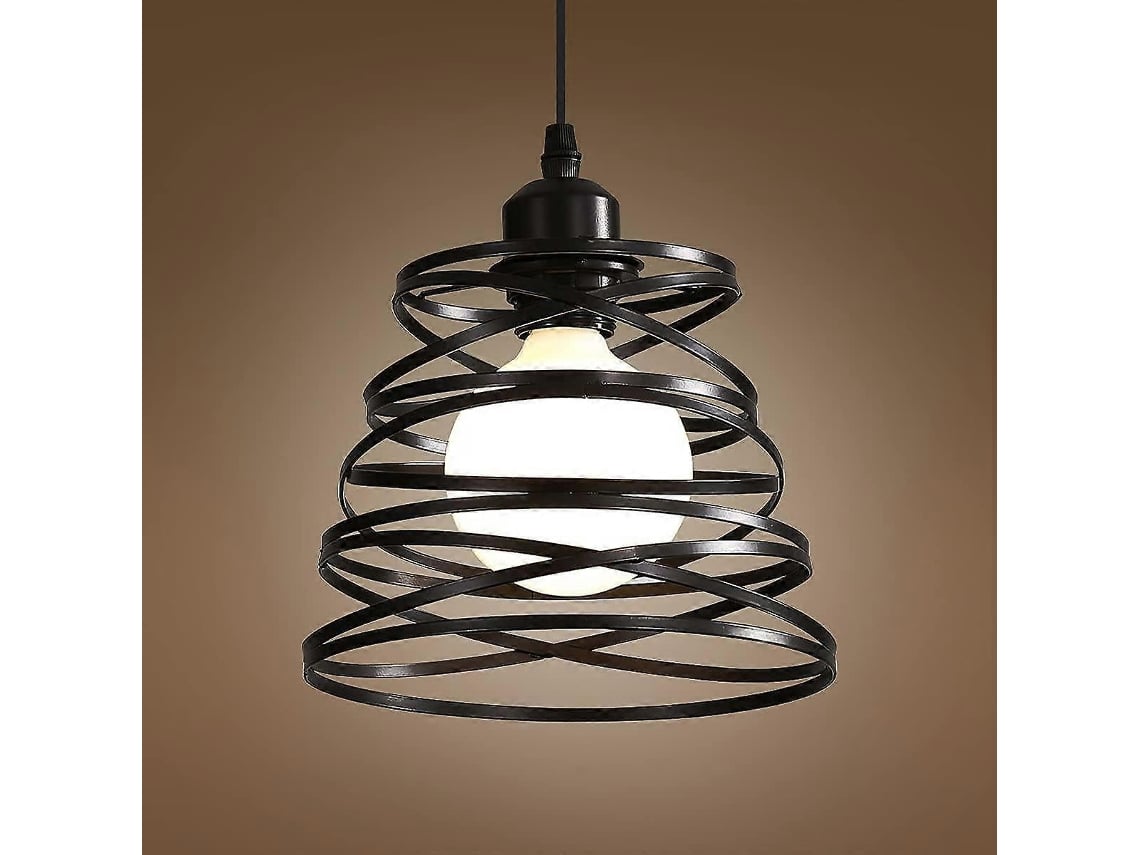 Rebe-lámpara Colgante Industrial Vintage Con Toldo De Alambre Espiral, Candelabro E27 De Metal Retro Para Restaurante Sala Cocina