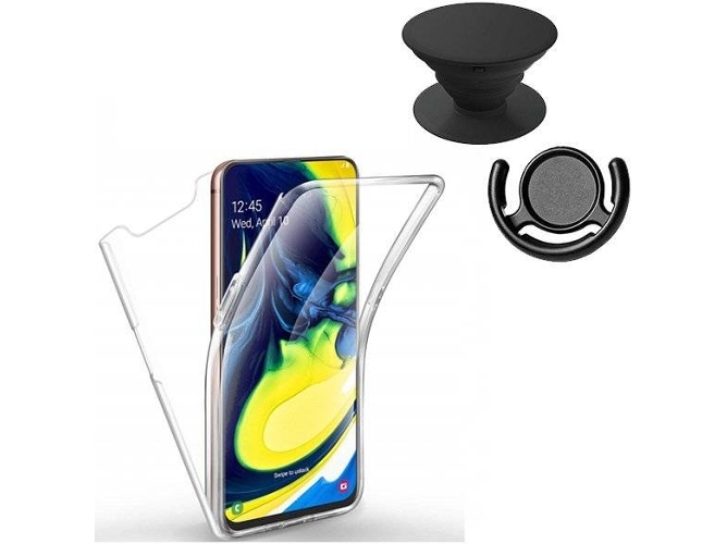 Kit Carcasa, PopSocket y Soporte PopSocket Samsung Galaxy A80 360º Transparente