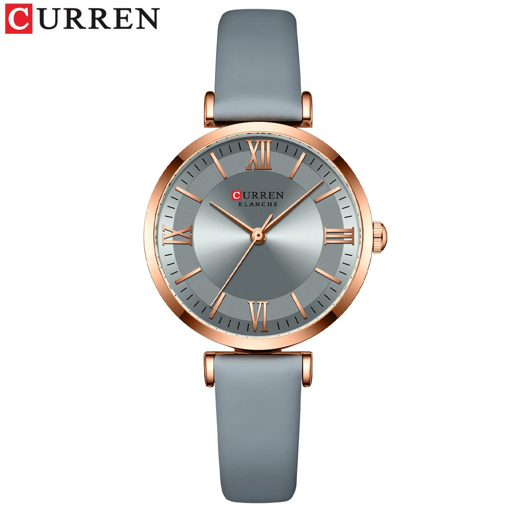 Reloj De Piel Auténtica Para Mujer (gris), Diseño Creativo, Resistente Al Agua.