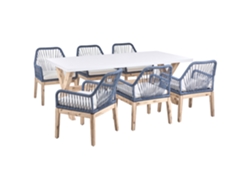 Conjunto De Refeição Com Cadeiras Beliani Olbia De Madeira De Acácia Branco 200x100x75