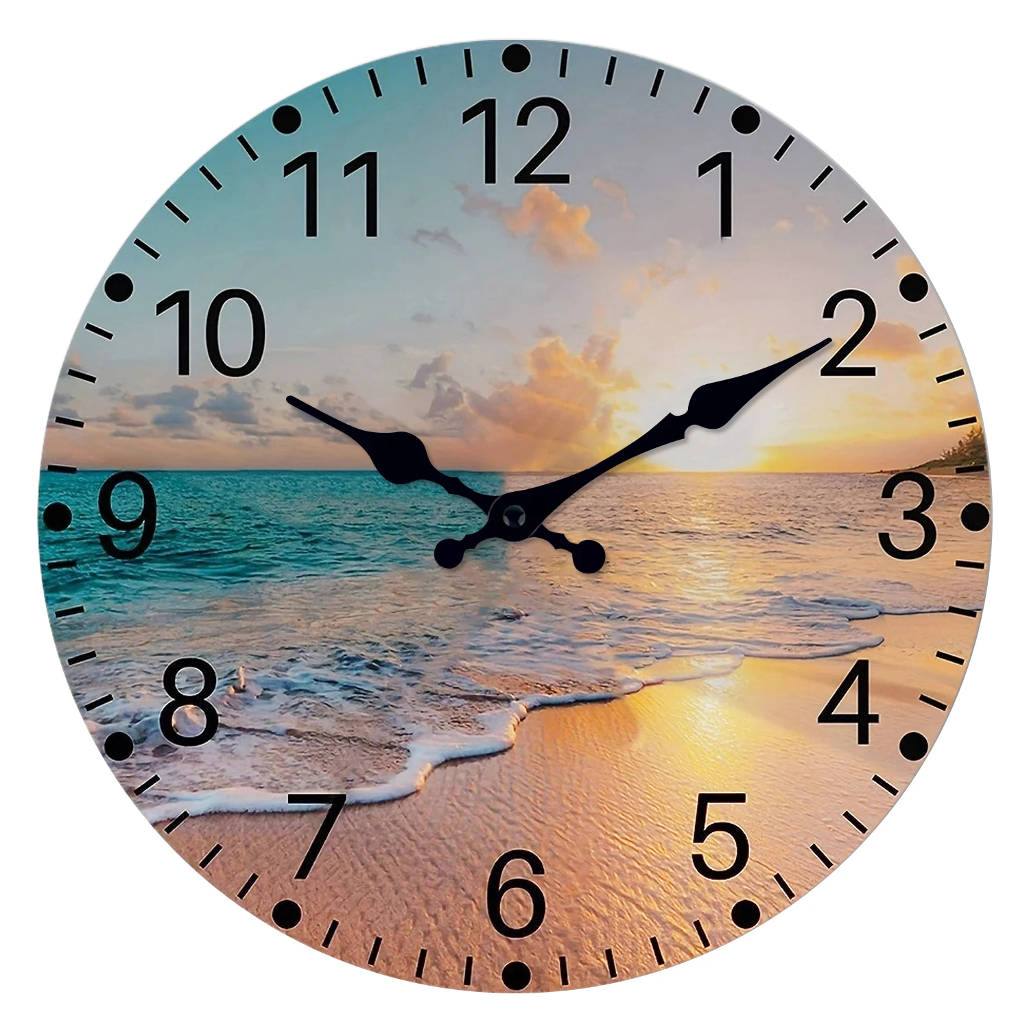 Reloj De Pared Azul Con Forma De Estrella De Mar De Playa (16 Pulgadas), Sin Tictac.