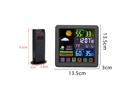 Botón de pantalla táctil multifunción reloj meteorológico inalámbrico pantalla a color creativa medidor de temperatura y humedad interior y exterio...