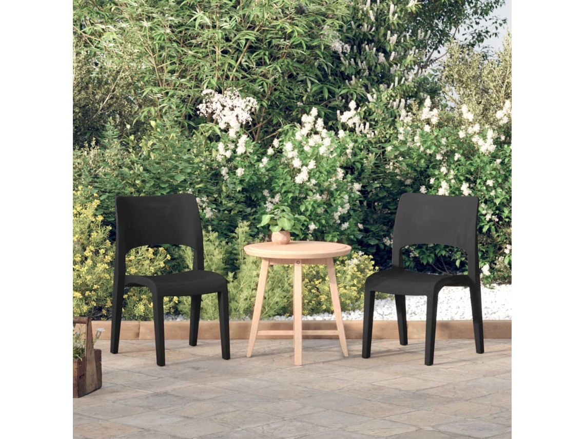 Sillas de jardín (2 unidades), polipropileno antracita, DKD Home Decor