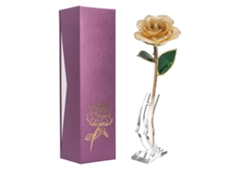 Rosa de Ouro 24k Prateada com Base Presente Ornament Decoração Mesa Aniversário Dia Dos Namorados
