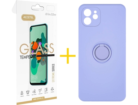 Carcasa + Protector de Pantalla para iPhone 12 Mini ACCETEL Morado Lila