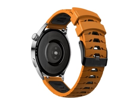 Correa de Silicona 20mm dos colores con orificios trapezoidales de tres filas para Samsung Galaxy Watch4 40mm/44mm/Garmin Venu 2 Plus - naranja/negro