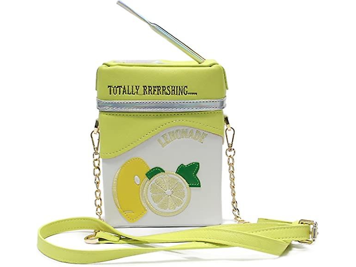 Lindo bolso bandolera para teléfono móvil con soporte para celular color limón.