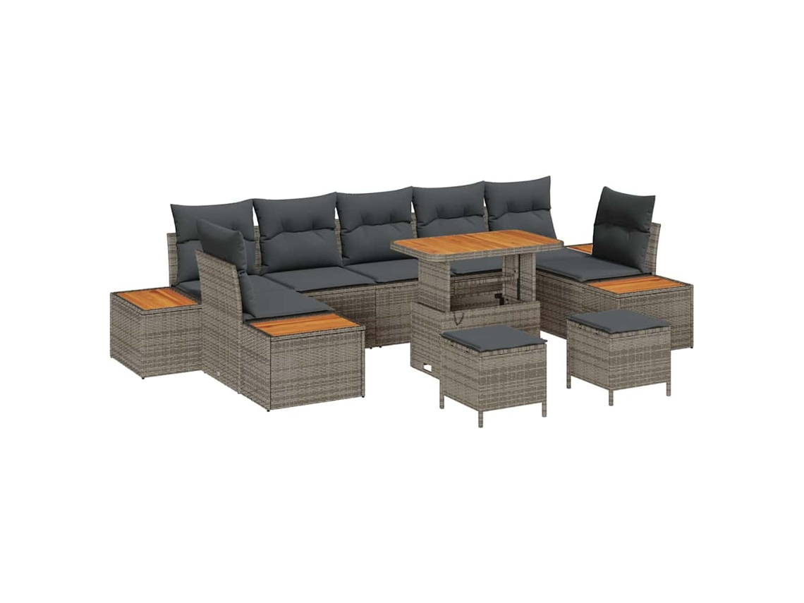 Maison Exclusive - Conjunto De Sofás De Jardín Con Cojín 10 Pcs Gris Poliratán