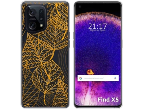 Carcasa para Oppo Find X5 5G TUMUNDOSMARTPHONE Dibujos Transparente Hojas Multicolor