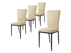 Conjunto de 4 Cadeiras de Jantar ML-DESIGN em Tons de Castanho com Capa de Veludo e Pernas de Metal