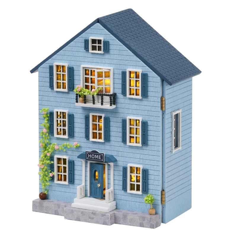 (d031f) Mini Casa De Muñecas De Madera Diy De Gran Venta, Con Muebles Y Luces, Juguete En Miniatura