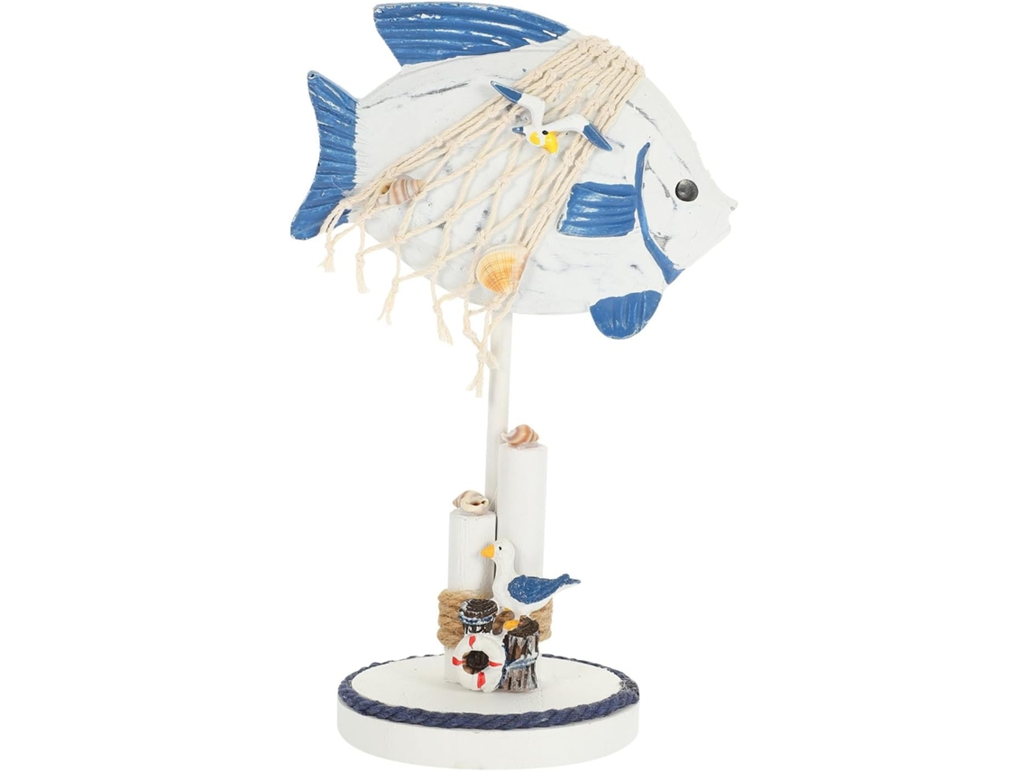 Pequeño Pez Tropical Decorativo De Madera Mediterránea