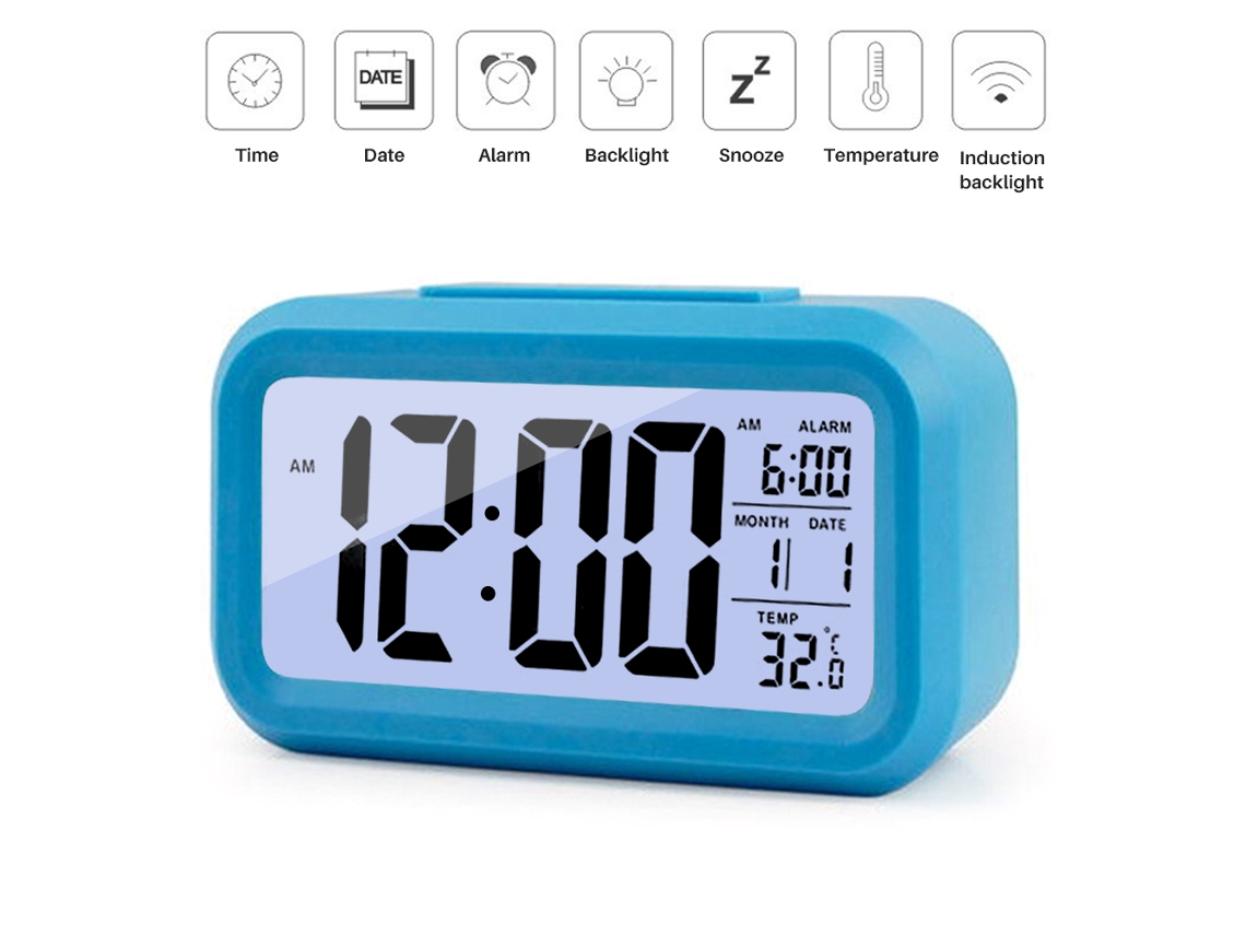 Reloj LED digital con alarma y pantalla de temperatura