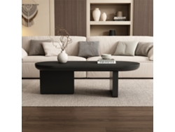 Mesa de centro 119,7 x 49,8 x 35,5 cm - ovalada, MDF, acabado con pintura pulverizada, estilo moderno y minimalista - negra