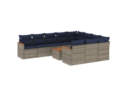 Maison Exclusive - Conjunto De Sofá De Jardín De 11 Piezas Con Cojines, Poliratán Gris