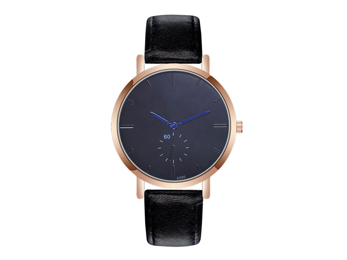 Reloj De Pulsera De Cuarzo Para Hombre Con Correa De Piel Sintética Negra, Estilo Deportivo Y Elegante, K085-m