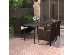 Juego de comedor de jardín de 5 piezas con base de mimbre y cojines de cristal de DKD Home Decor