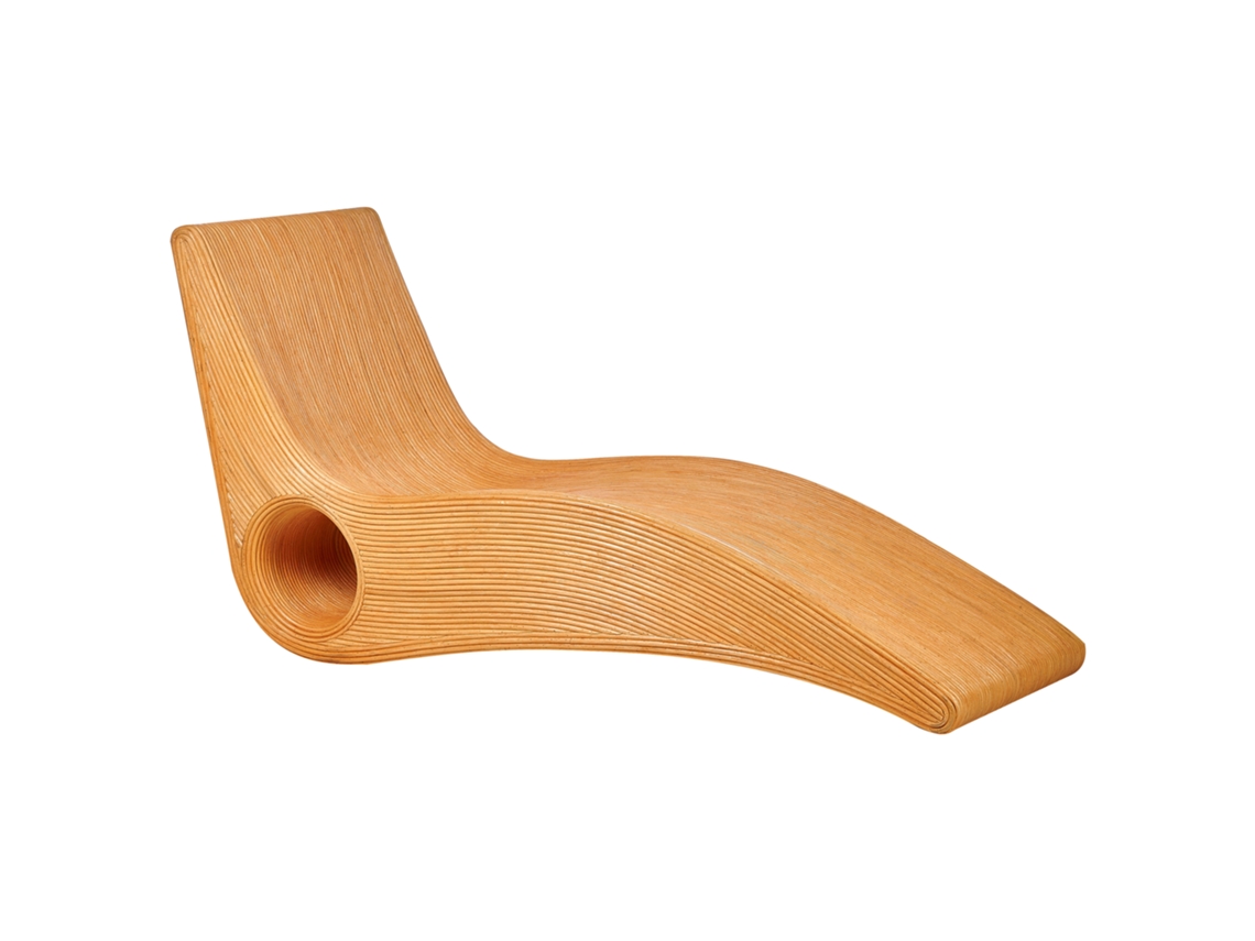 Tumbona de jardín de estilo moderno BELIANI Airole de Ratán Madera clara 68x186x95