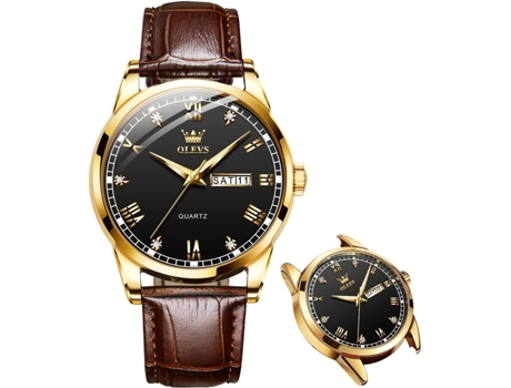 VEANXIN Reloj simple para hombre Reloj de cuarzo de acero inoxidable para hombre Reloj clásico con puntero luminoso para hombre(Marrón oscuro)