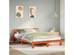 Estructura De Cama Sin Colchón Madera Maciza Marrón 135x190 Cm