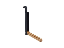 Relaxdays Cabide De Porta Dobrável, Gancho Para 6 Cabides, Metal E Madeira, Para Fenda De 2 Cm, Preto