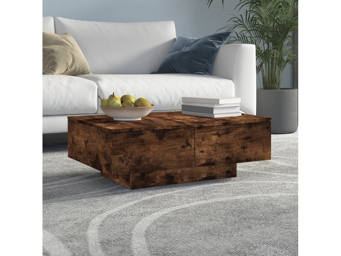 Mesa de Centro de Apoyo 90X60X31 Cm Derivados de Madera Roble Ahumado