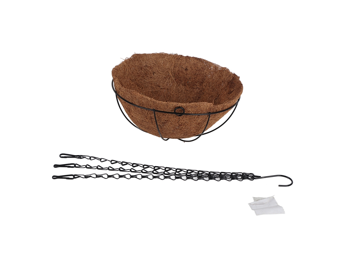 Cesta Colgante Decorativa De Hierro Con Coco Para Plantas Suculentas, Jardín, Balcón.