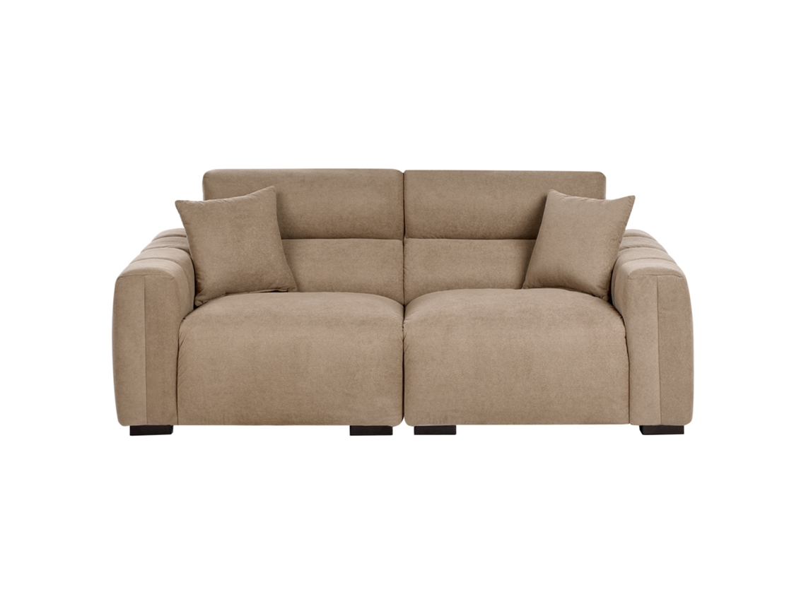 Sofá De 3 Lugares Beliani Fauskan De Tecido Castanho 203x96x84